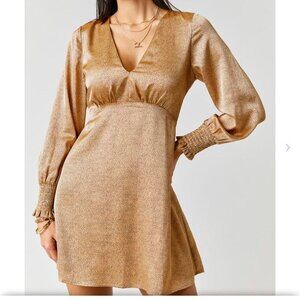 francesca's Women's Brown and Gold Dress